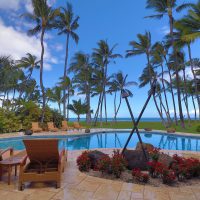 Pool deck Kihei with Euphorbia